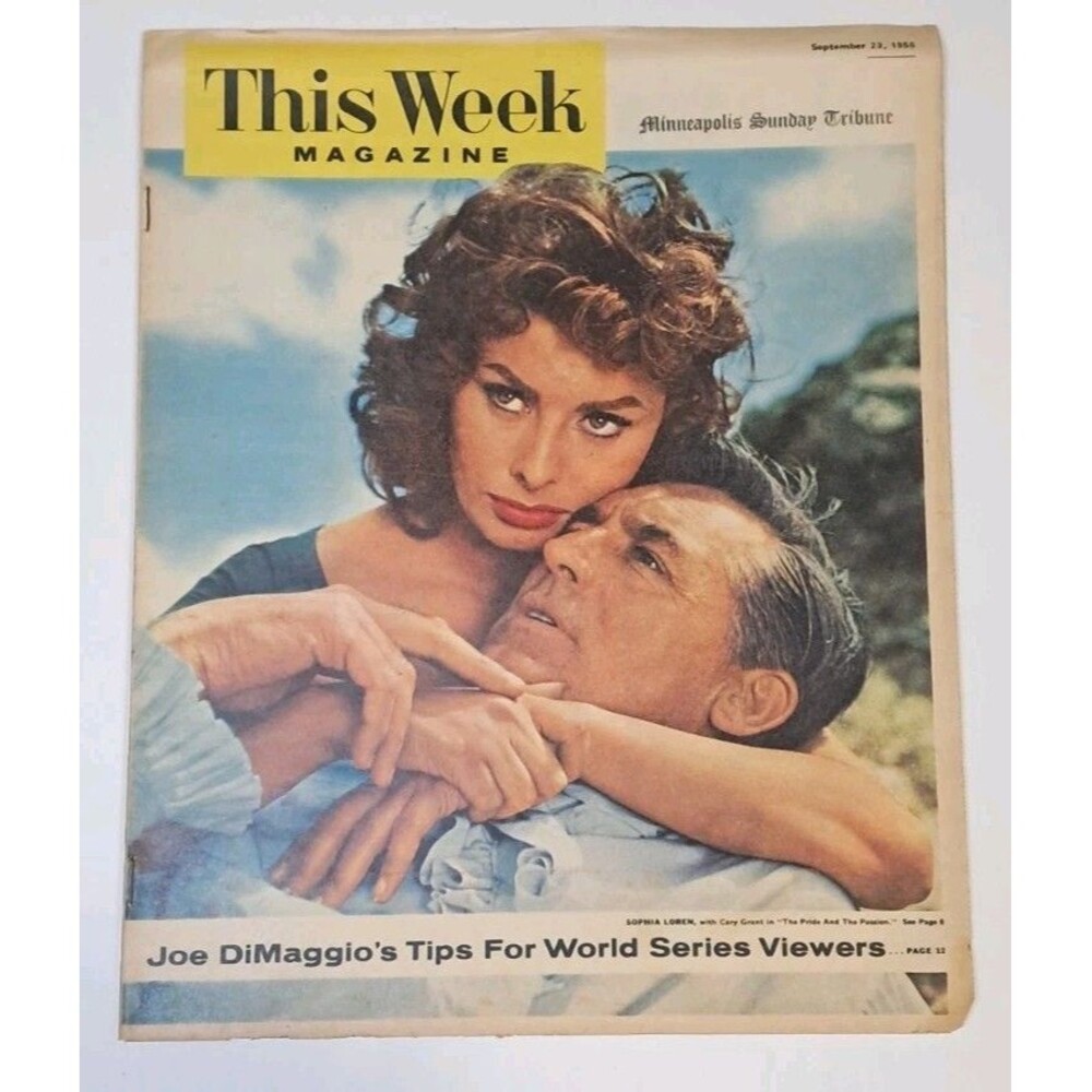 This Week Magazine Minneapolis Sunday Tribune 9/23/1956 Sophia Loren Cary Grant